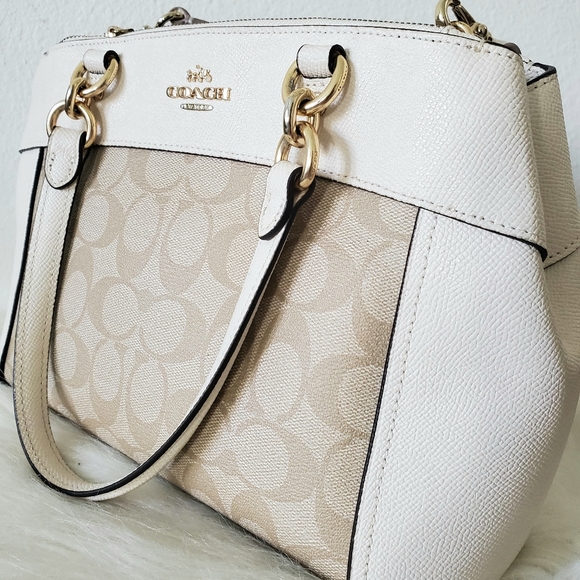 Coach Beige Leather Signature Purse Bag satchel Crossbody - Picture 4 of 11